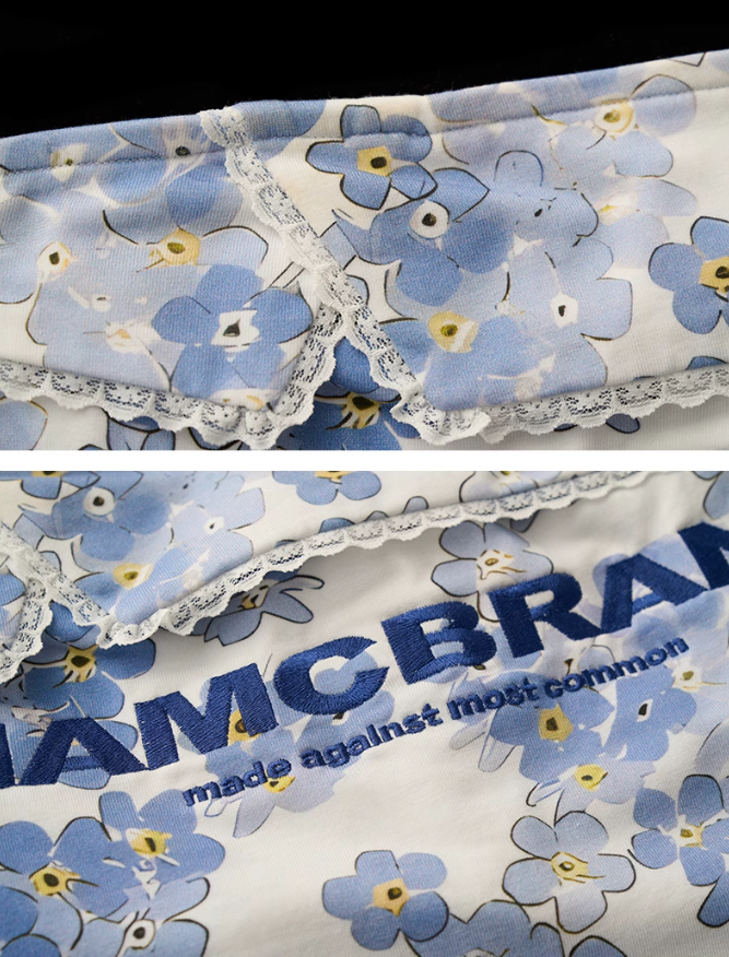 MAMC - Floral Strapless Crop Top – Red & Blue Bloom Edition