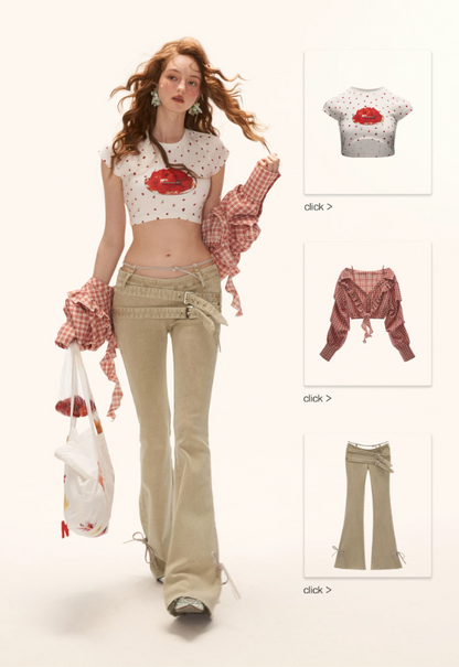 Vintage Multi-Belt Flared Jeans - Khaki WE938