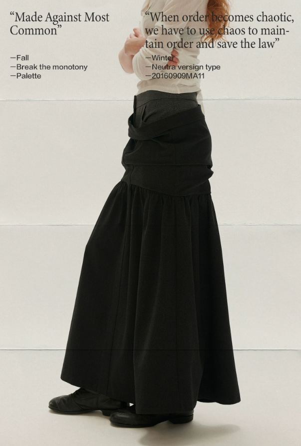 MAMC - Vintage Plaid A-Line Skirt with Layered Waist Detail (Black / Yellow)