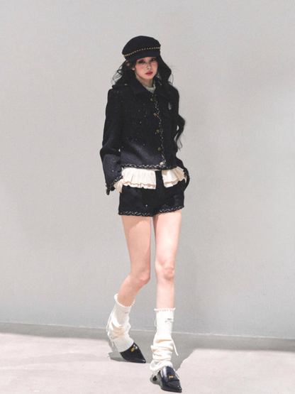 少也眼 “Midnight Allure” French Preppy 3-Piece Set