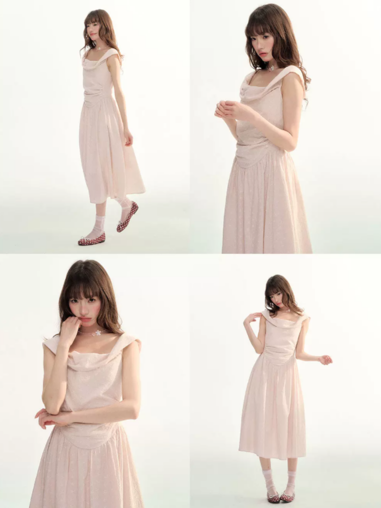 Polka Stardust Off-Shoulder Midi Dress LL2026097