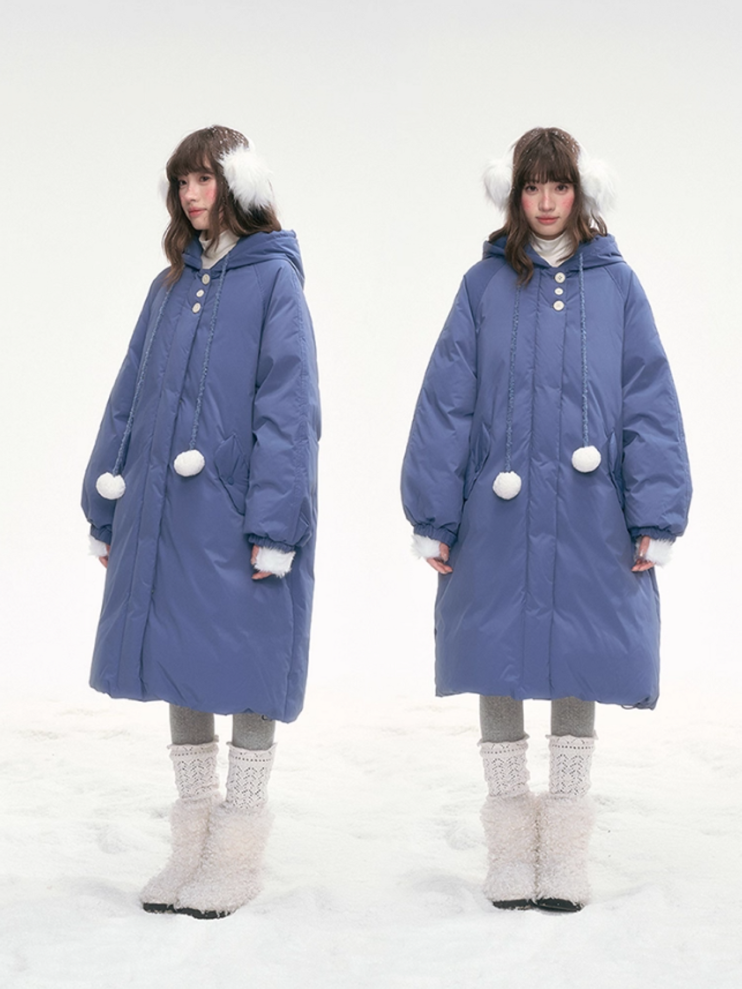 Frosty Denim-Blue Puff Aura Down Coat