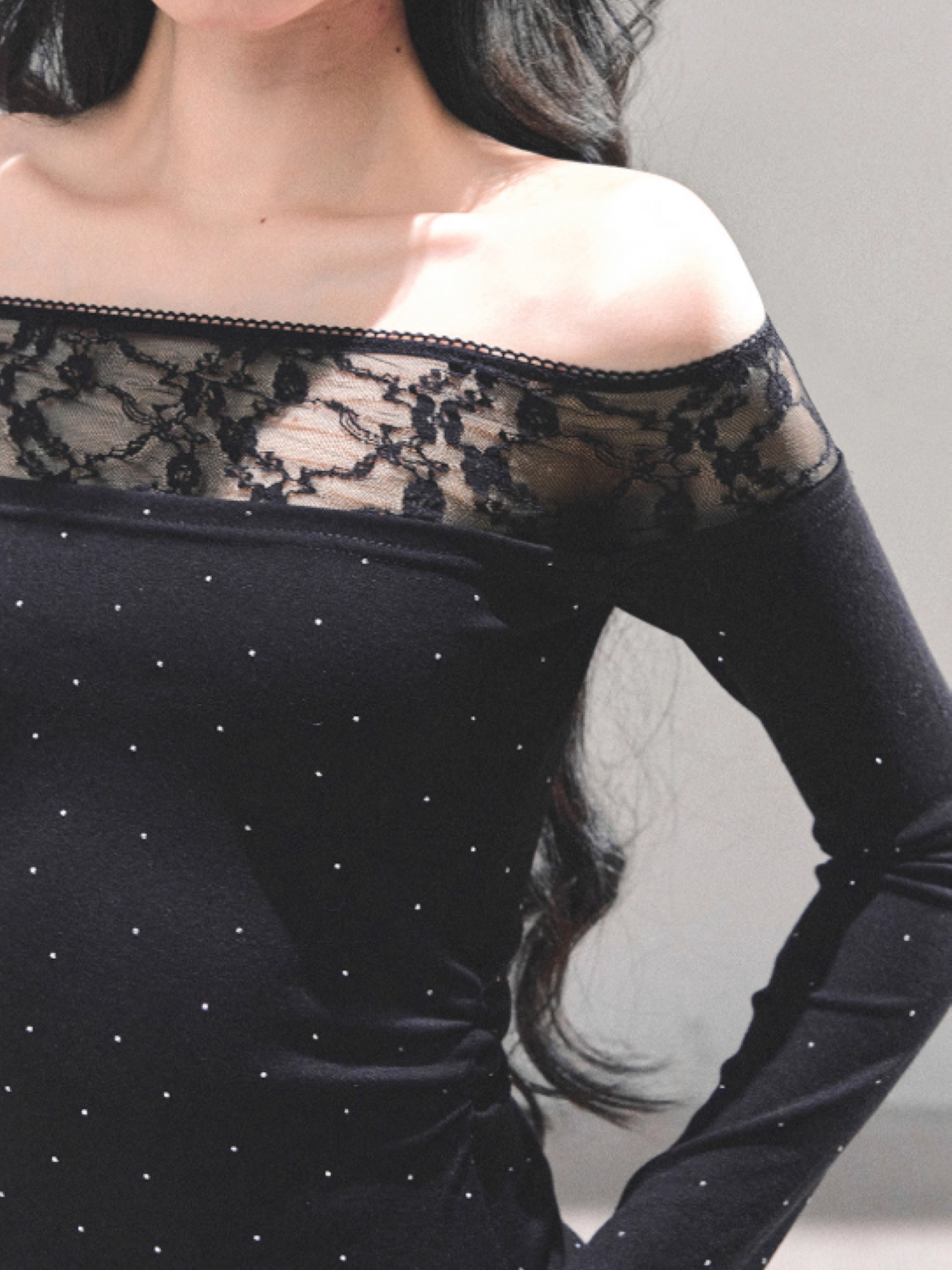 "空白的余温" Winter Poise Knit Polo Top - Black