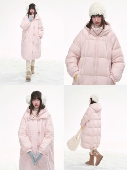 “Winter Variations” Cloud Puff Pink Reversible Long Down Coat LL2025294