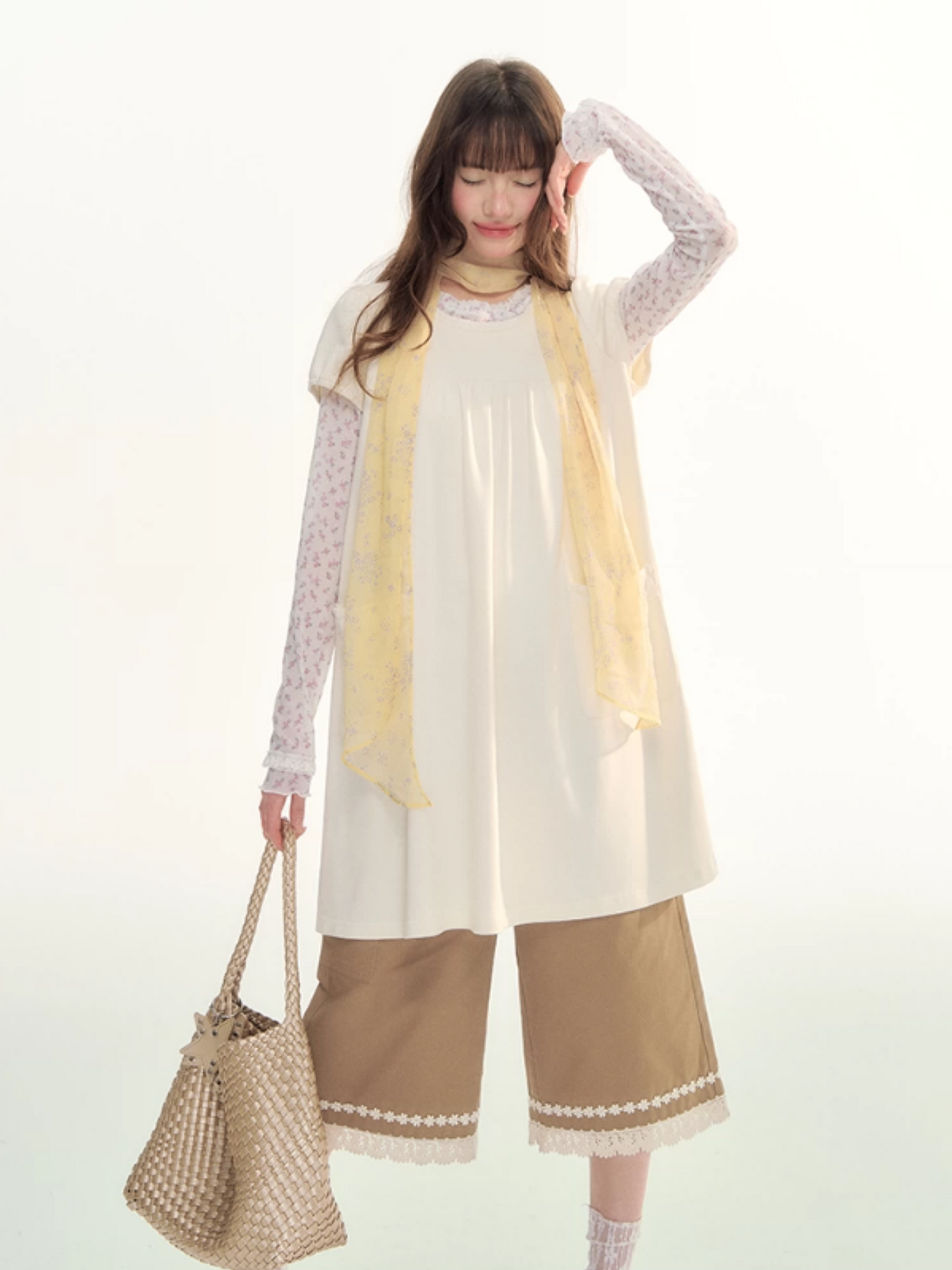 Milk Puff Lace Trim Babydoll Dress LL2026079