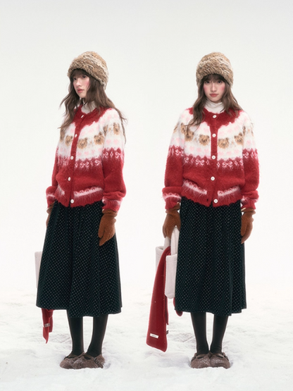 “Christmas Dawn” Retro Heart Bear Knit Sweater PP2025219