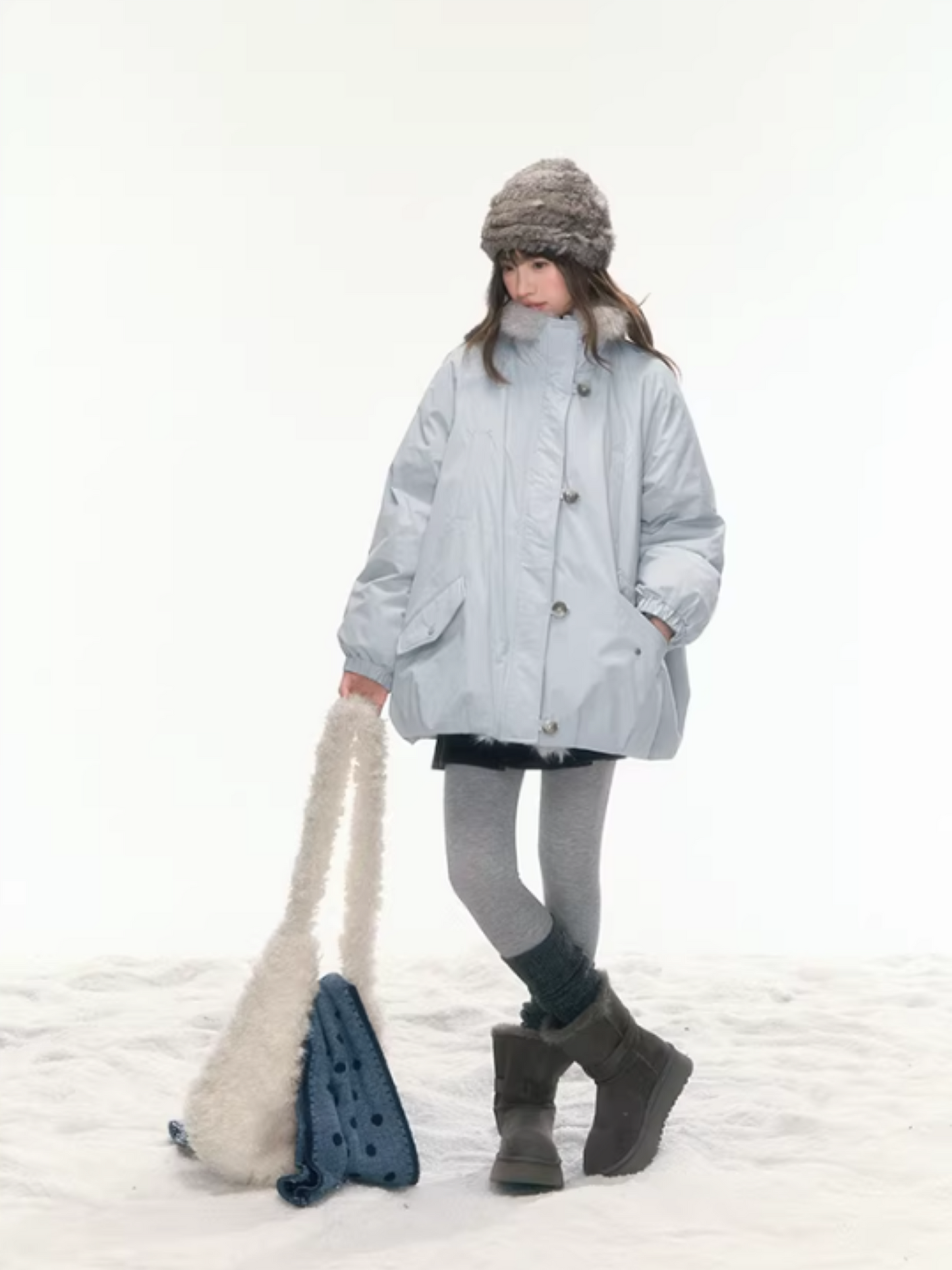 "Soft Sky" Blue Snow Whisper Cocoon Parka Down Jacket LL2025442