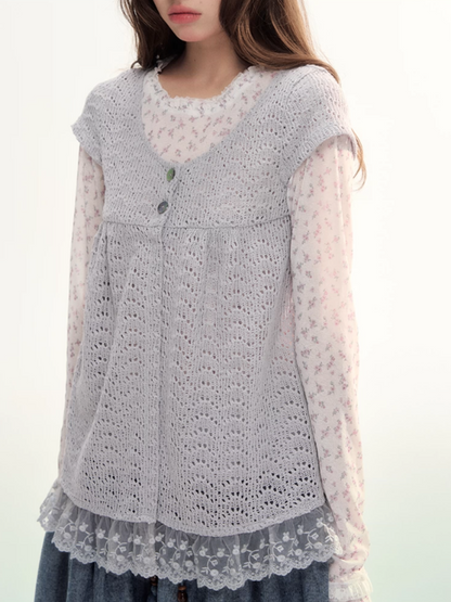 Ash Fir Crochet Lace Cardigan Set LL2026093