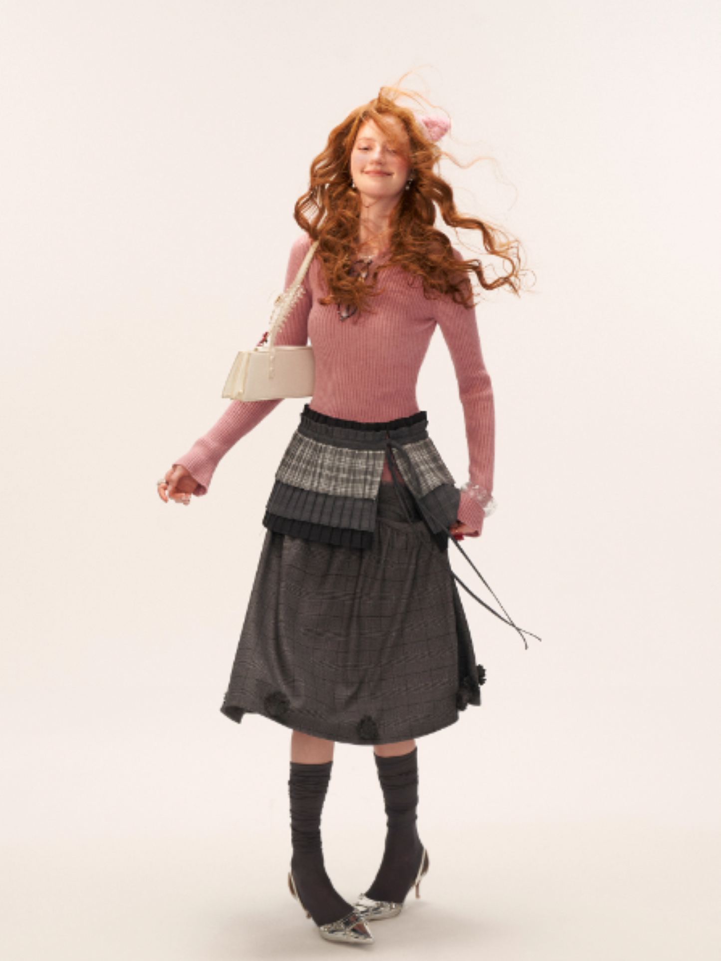 MAMC - Embellished Plaid Midi Skirt WE832