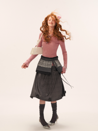 MAMC - Embellished Plaid Midi Skirt WE832