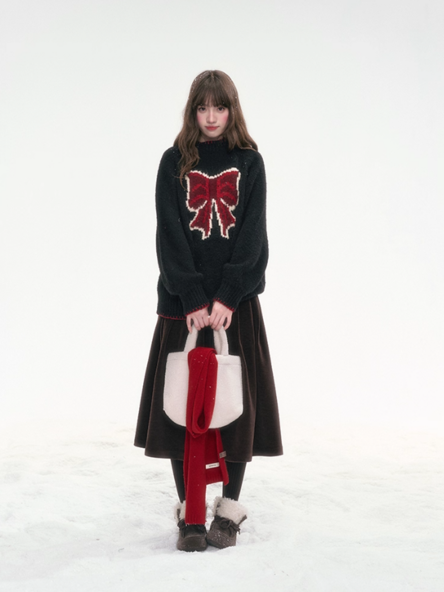 "Midnight Charm" Black Bow Knit Sweater LL2025311