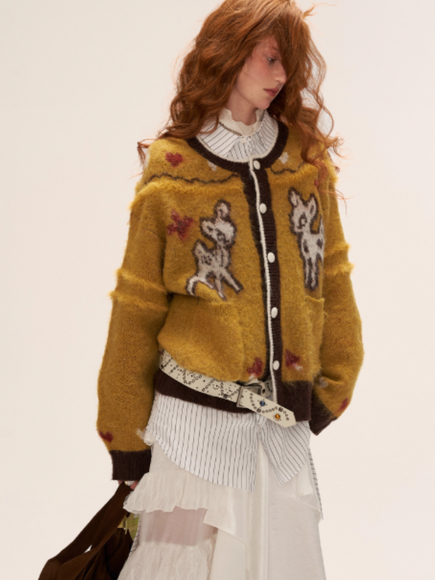 MAMC - Cute Bow Deer Knit Cardigan (Yellow)