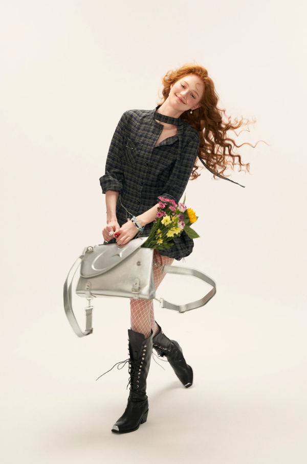 MAMC - "Retro Prep Mood" Plaid Tie Shirt & Puff Mini Skirt Set WE701