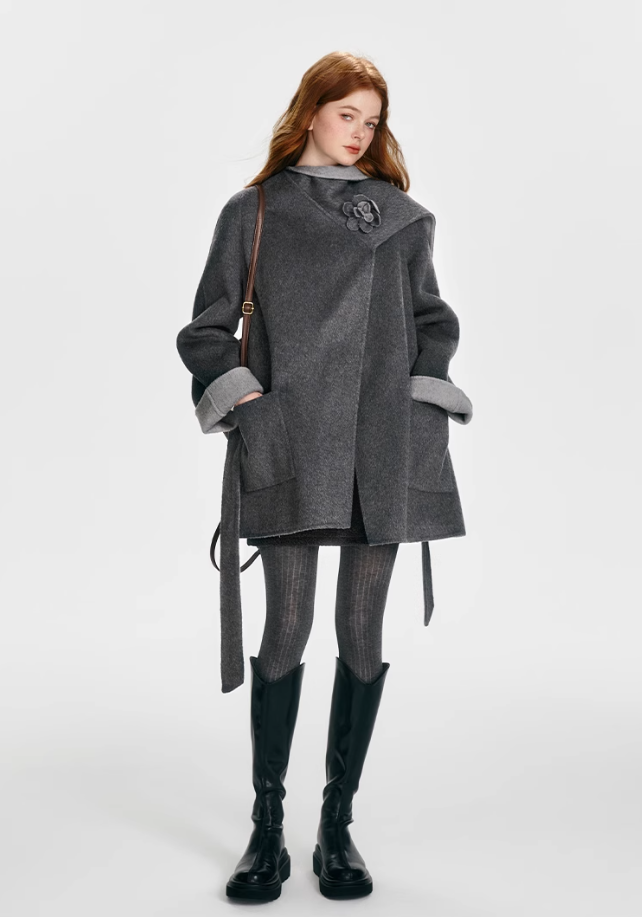 Grey Double-Sided Cap Coat