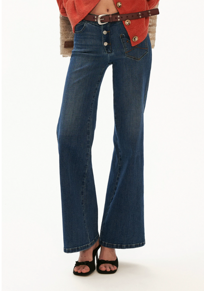 Vintage Blue Wide-Leg Denim Jeans