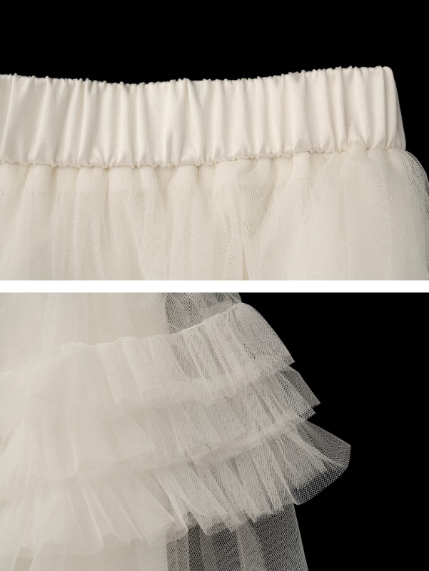 MAMC - White Cloud Tulle Puffy Midi Skirt WE870