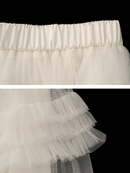 MAMC - White Cloud Tulle Puffy Midi Skirt WE870