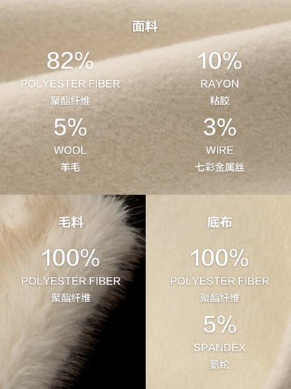 MAMC - White Scarf-Trim Faux Fur Cape Jacket WE889