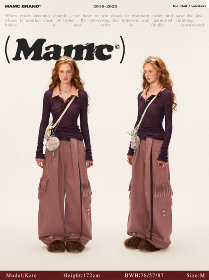 MAMC - Fringe Corduroy Cargo Pants (Dusty Pink)