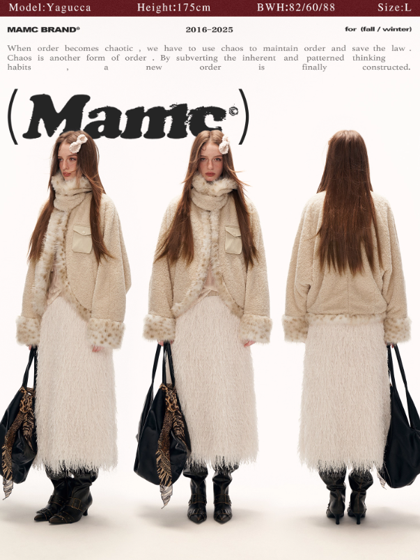 MAMC - Beige Faux Shearling Batwing Jacket WE879