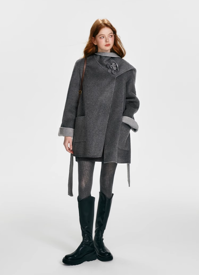 Grey Double-Sided Cap Coat