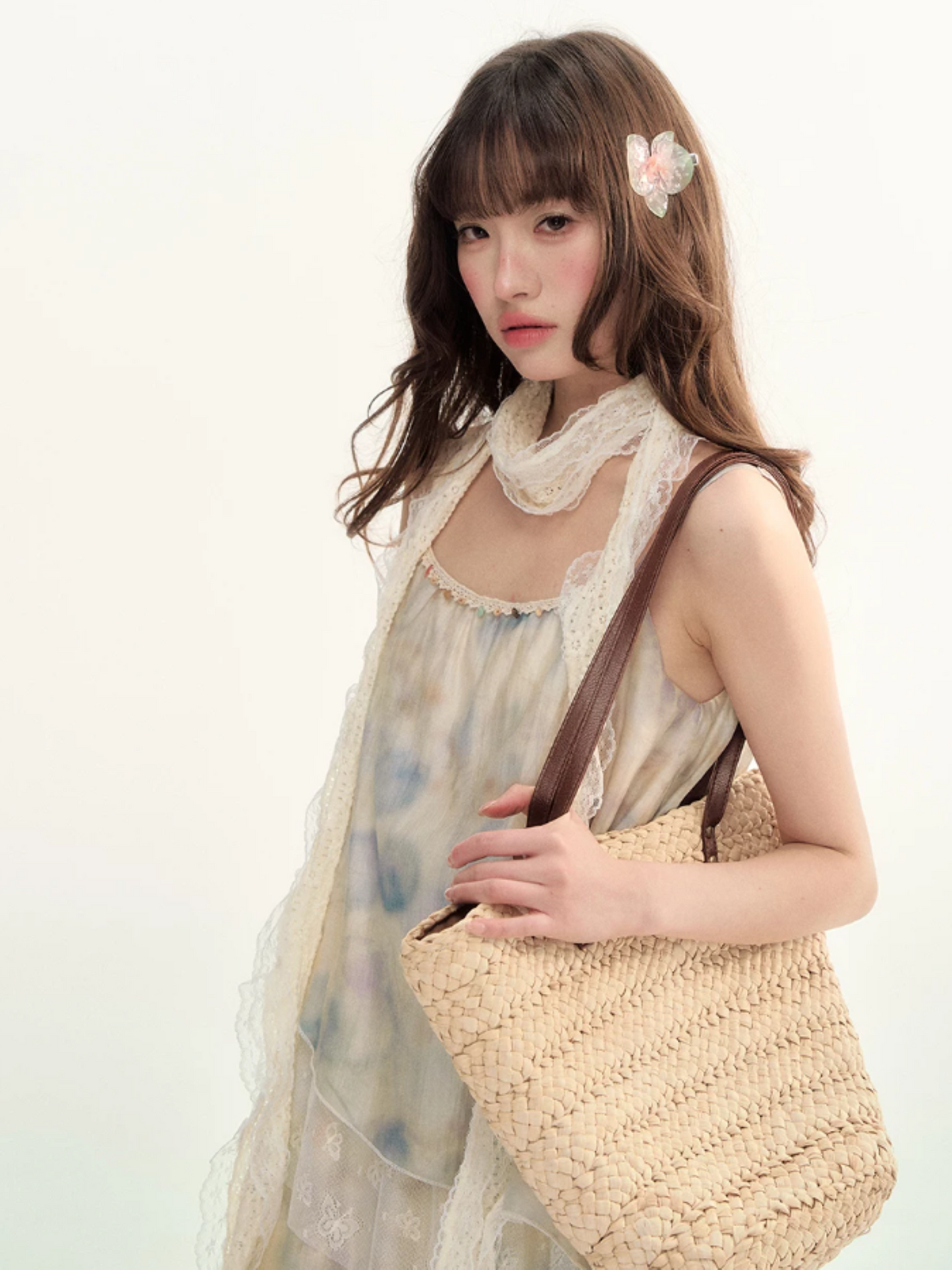 Soft Beige Layered Lace Slip Dress LL2026096