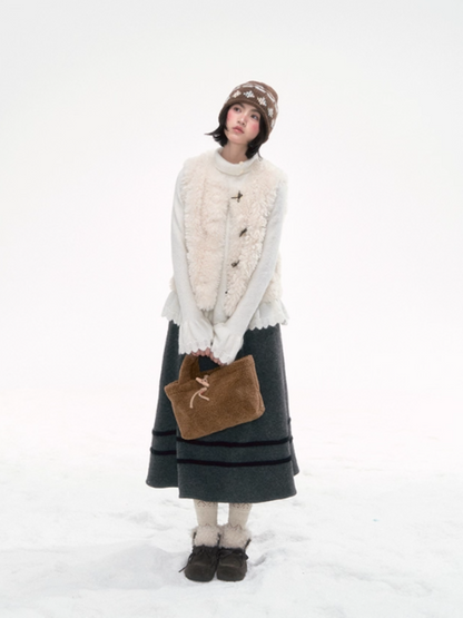 “Cloud Mousse” Soft Fuzzy Vest with Bow Detail LL2025276