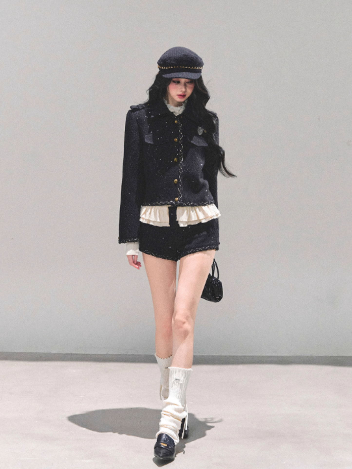 少也眼 “Midnight Allure” French Preppy 3-Piece Set