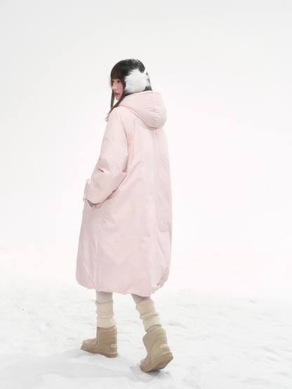 “Winter Variations” Cloud Puff Pink Reversible Long Down Coat LL2025294