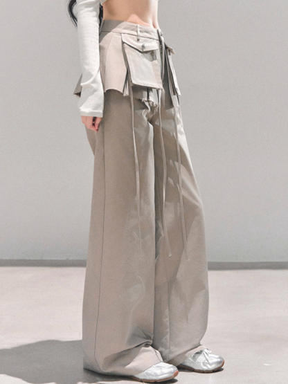 机能 “City Ease” Wide-Leg Trousers - LIGHT GRAY