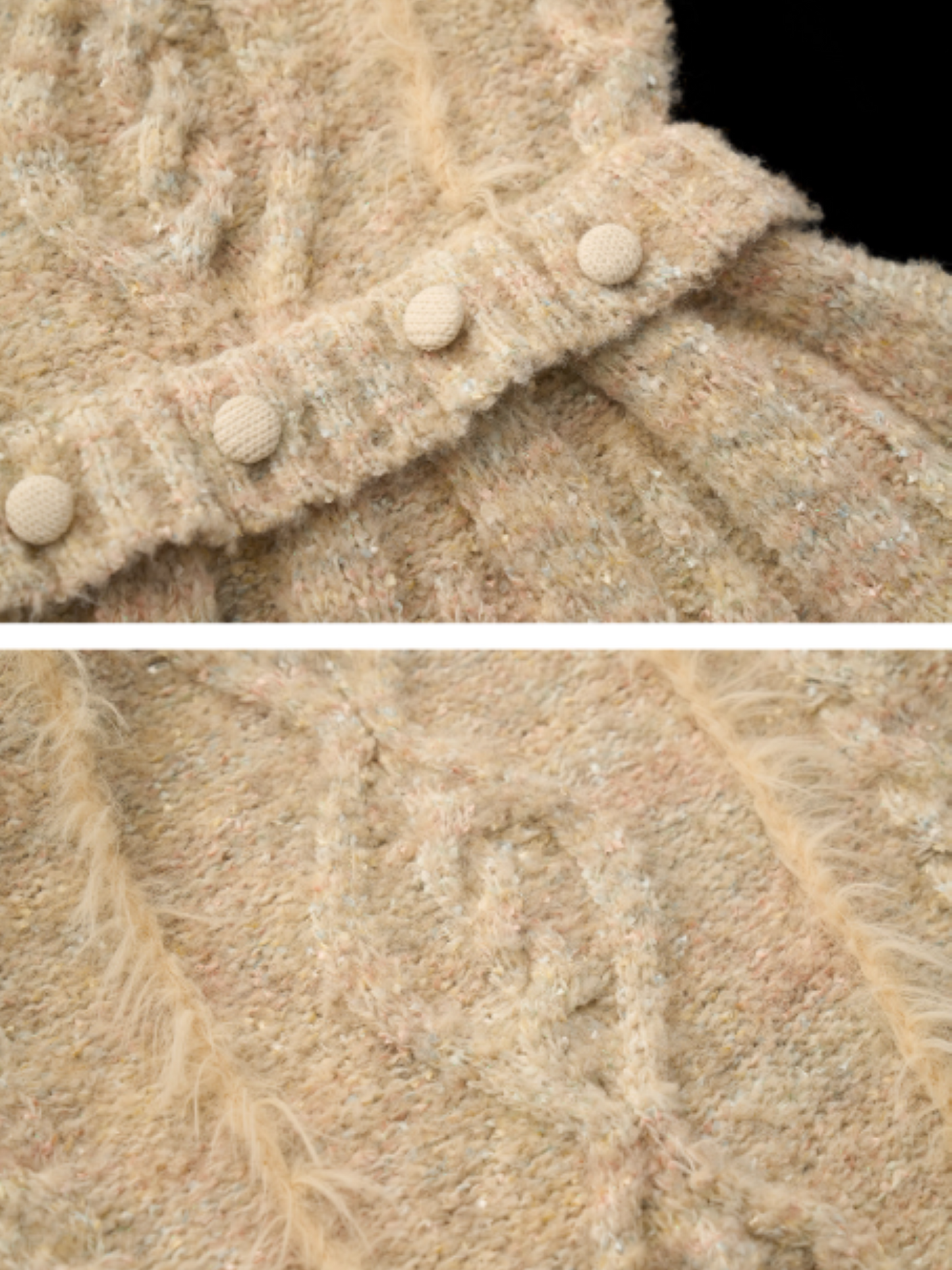 MAMC - Beige Cable Knit Tie-Waist Sweater WE835