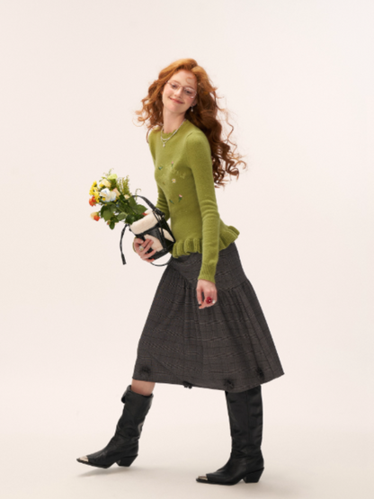 MAMC - Floral Embroidered Knit Sweater (Moss Green)