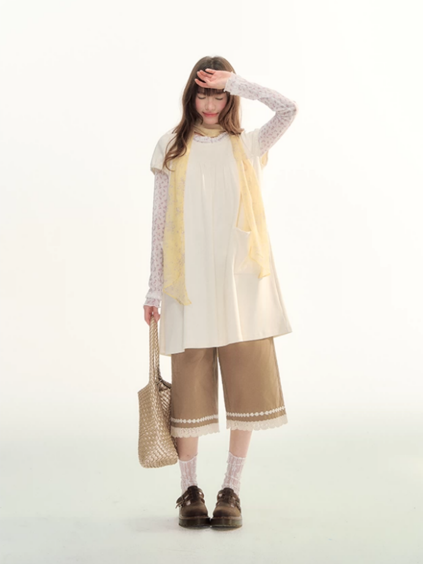 Milk Puff Lace Trim Babydoll Dress LL2026079