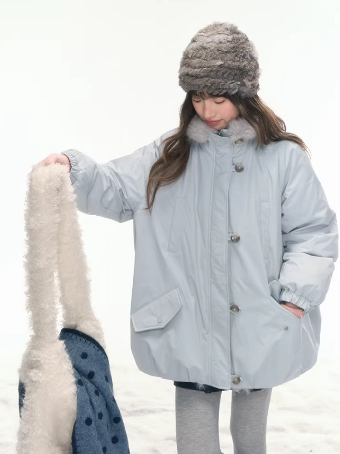 "Soft Sky" Blue Snow Whisper Cocoon Parka Down Jacket LL2025442