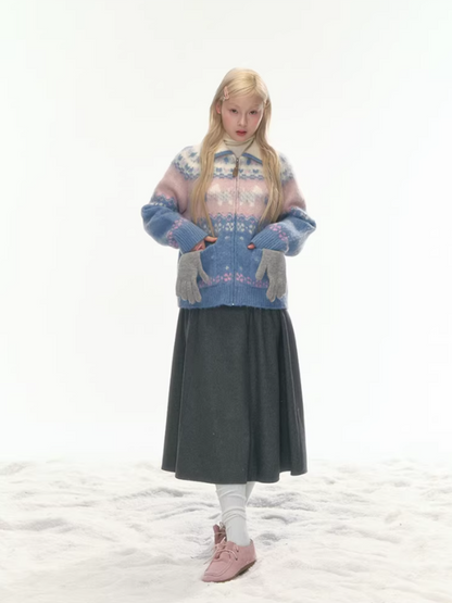"Winter Pasture" Blue Puppy Fair Isle Knit Sweater LL2025222