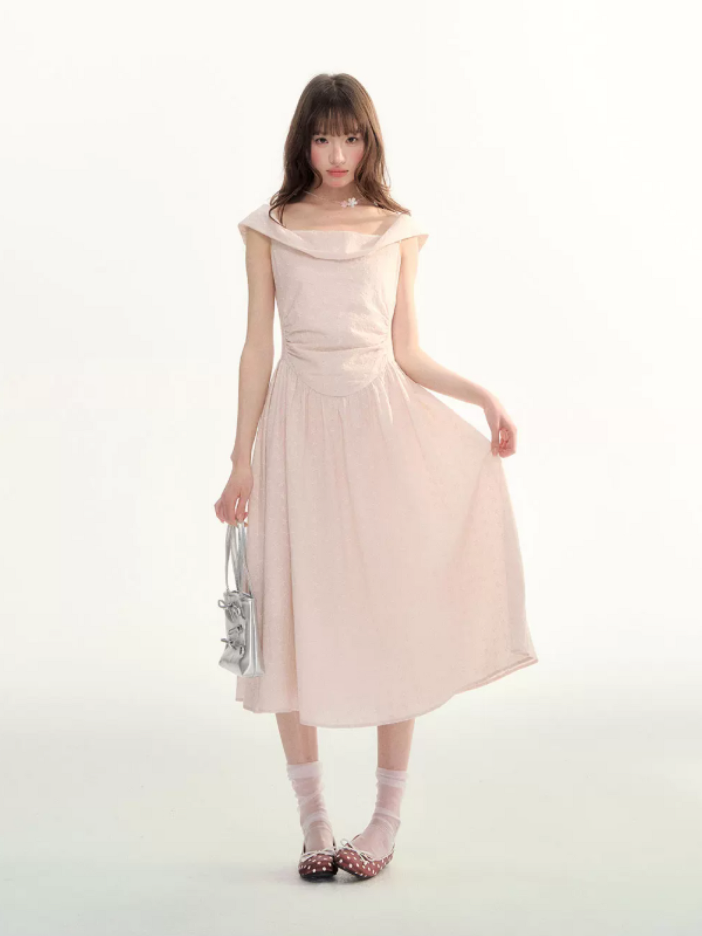 Polka Stardust Off-Shoulder Midi Dress LL2026097