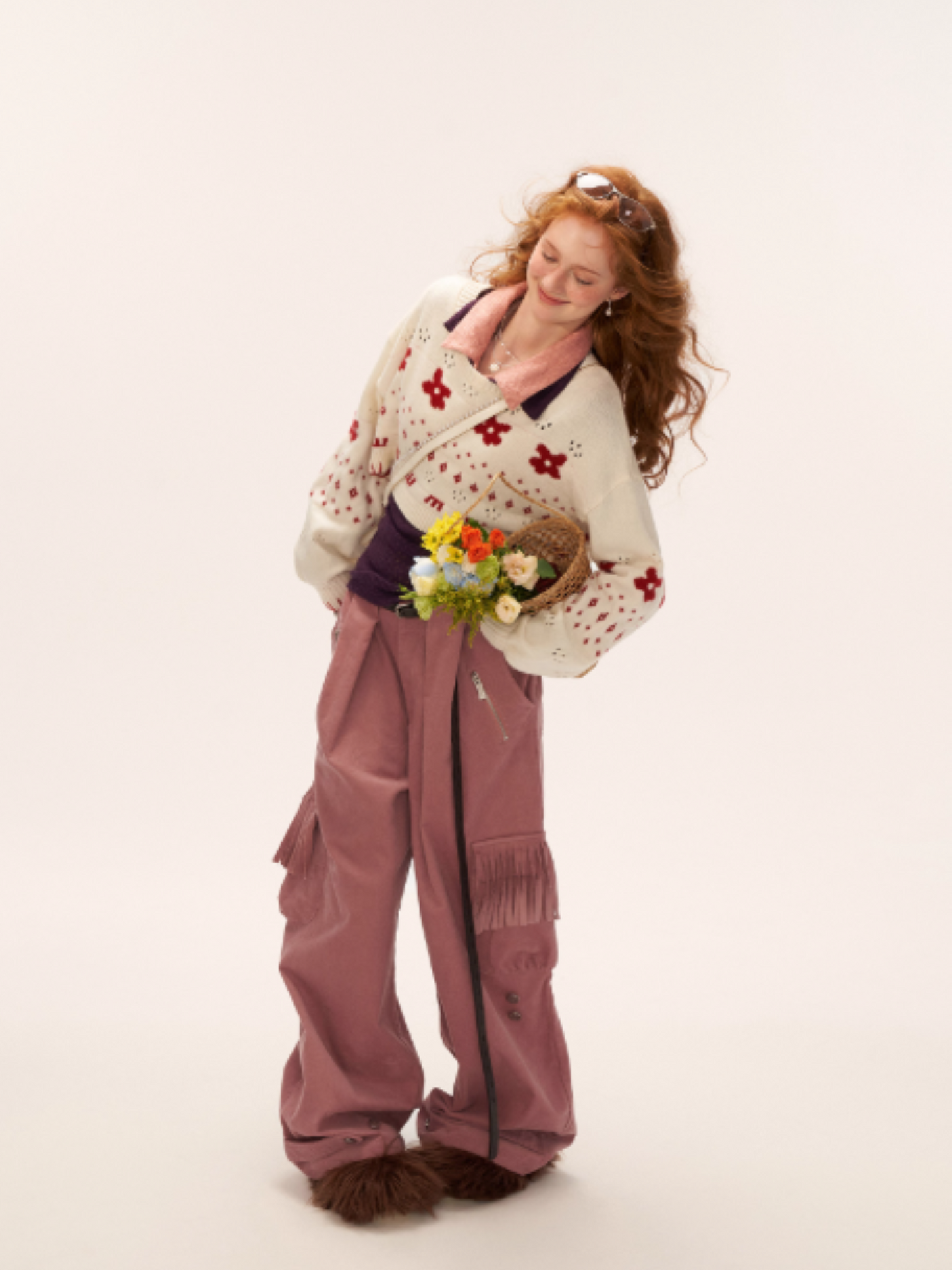 MAMC - Fringe Corduroy Cargo Pants (Dusty Pink)