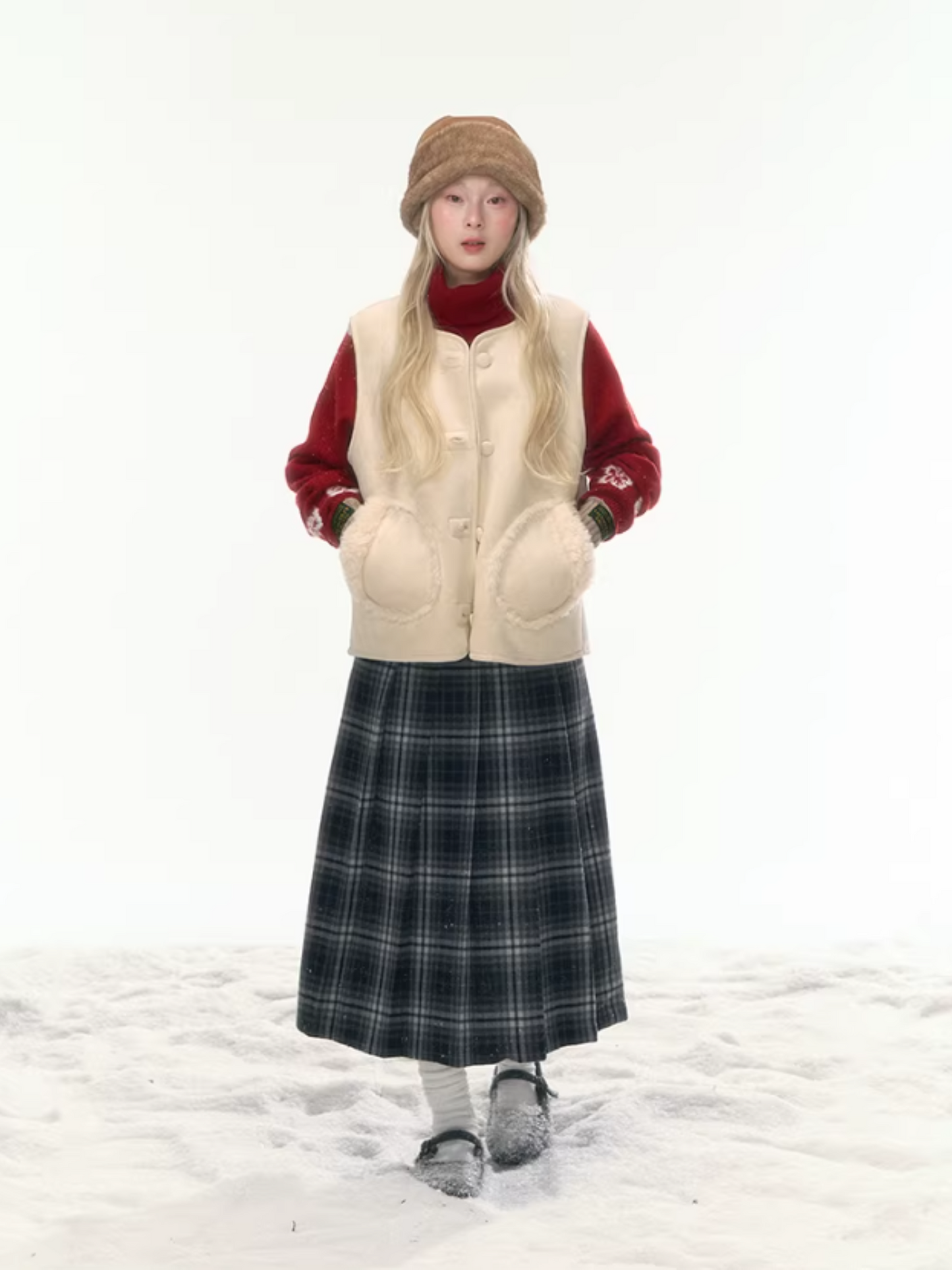 "Wild Caramel" Khaki Reversible Sherpa Vest LL2025477