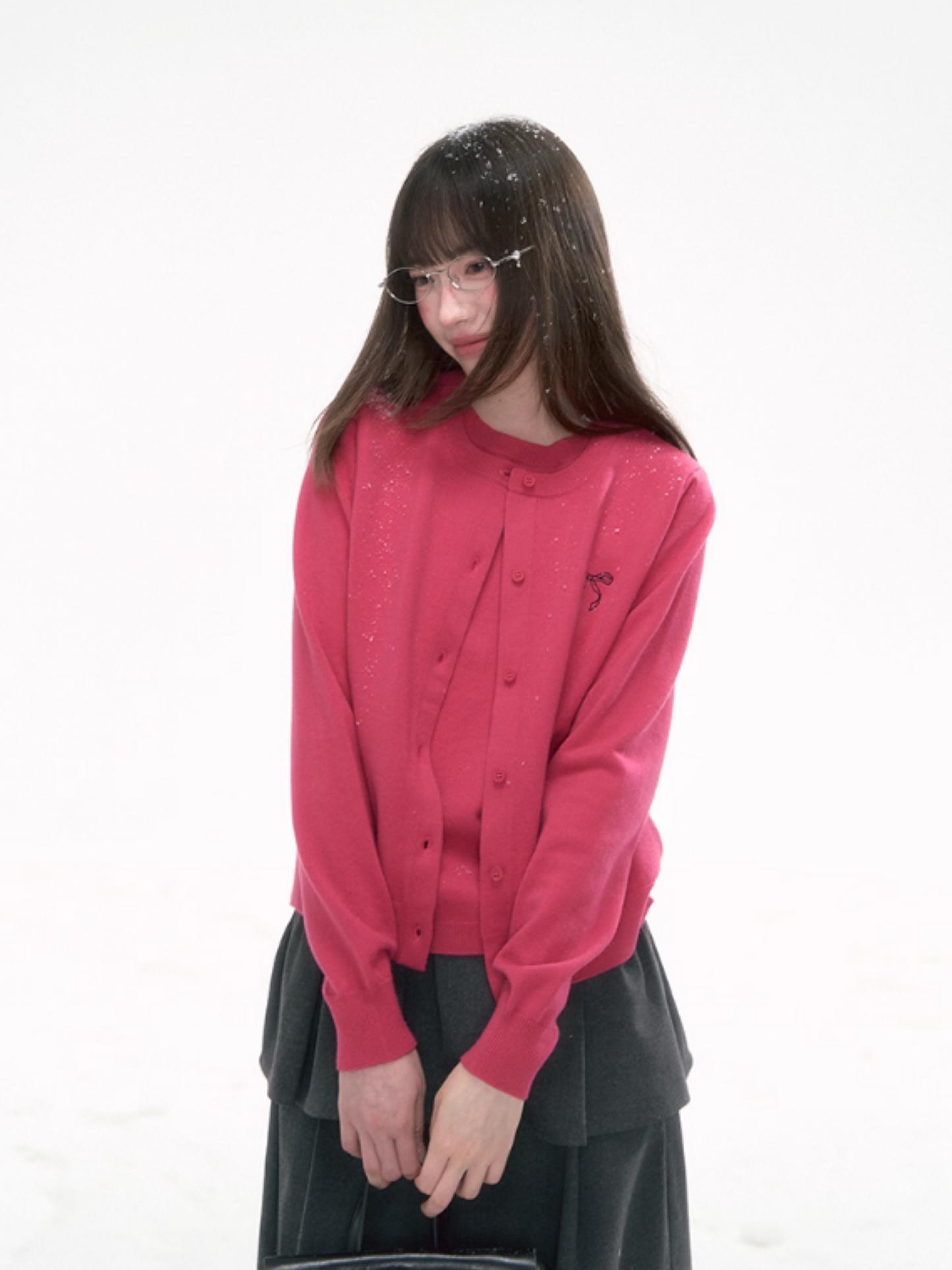 “Sweet Aura” Embroidered Layered-Look Knit Cardigan LL2025267