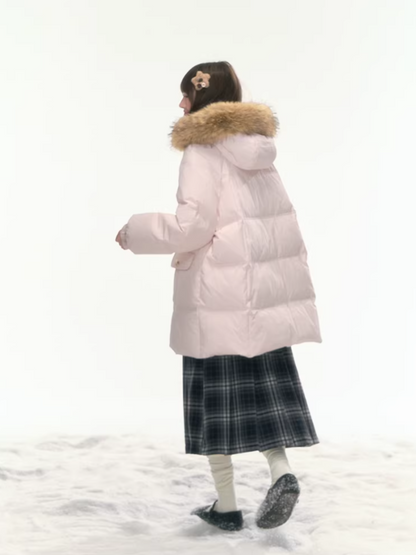 "First Snowfall" Sakura Pink Mid-Length Down Jacket LL2025473