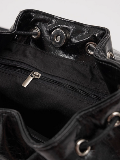 MAMC - Black Convertible PU Leather Backpack