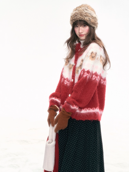 “Christmas Dawn” Retro Heart Bear Knit Sweater PP2025219