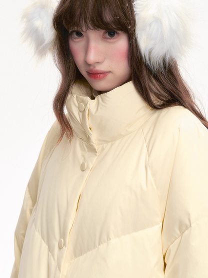 "Honey Glow" Soft Cream Mid-Length Down Jacket SJ2025331