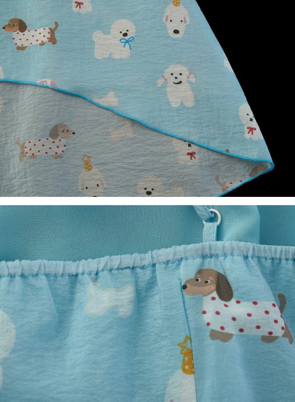 Sky Blue Puppy Print Ruffle Cami & Wide-Leg Pants Set WE969