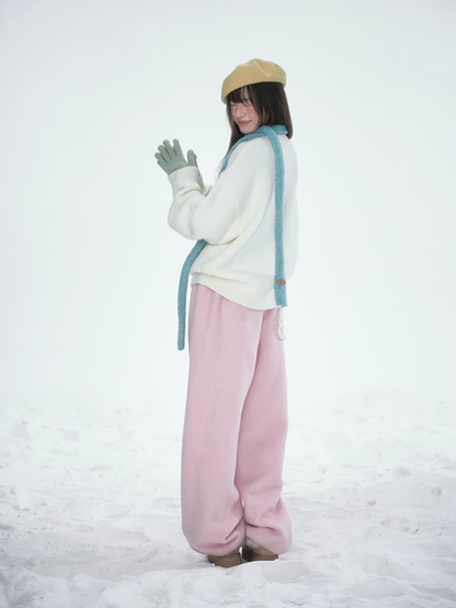 罐头士多所 Wool-Blend Elastic Waist Pink Trousers