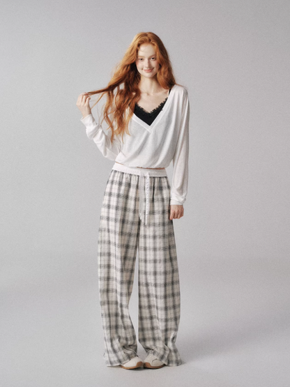 "水波温柔" V-Neck Batwing Sleeve Knit Cardigan Set (White)
