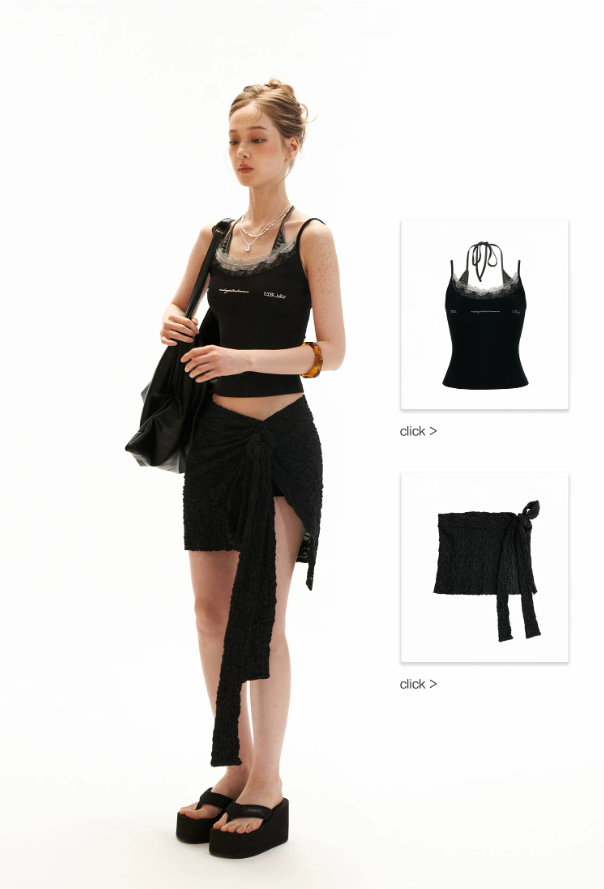 Layered Lace Letter Embroidered Cami Top