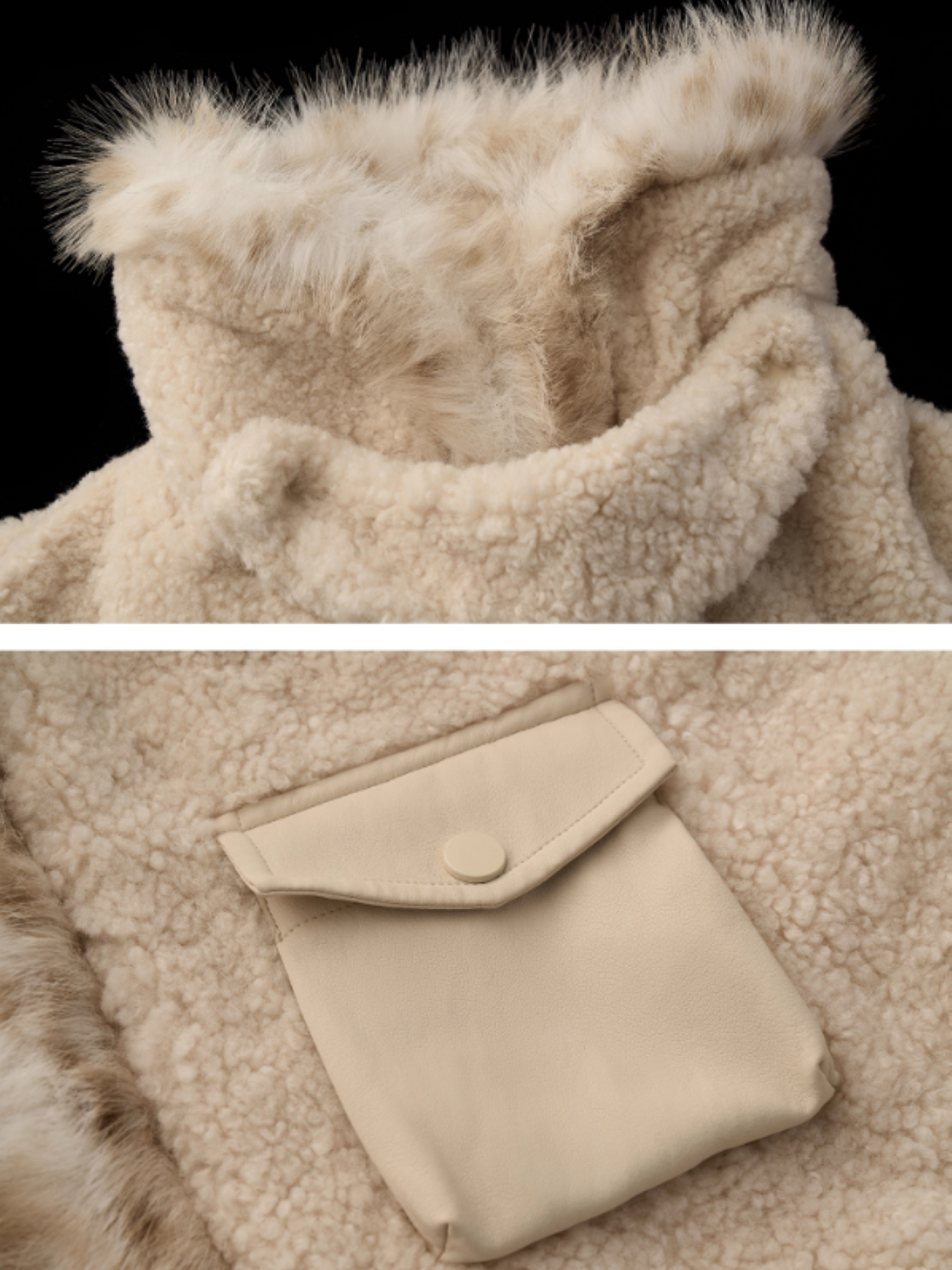 MAMC - Beige Faux Shearling Batwing Jacket WE879
