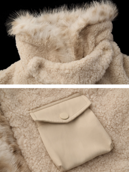 MAMC - Beige Faux Shearling Batwing Jacket WE879