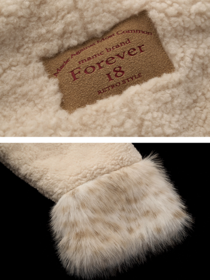 MAMC - Beige Faux Shearling Batwing Jacket WE879